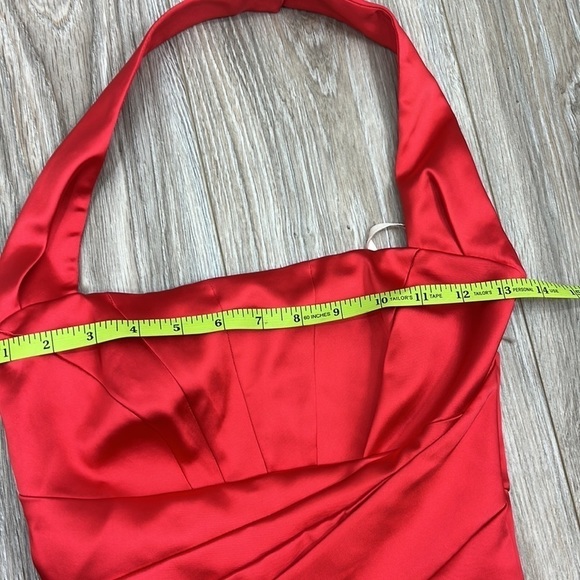 Karen Millen red satin like midi dress halter top size 2 - Picture 13 of 16